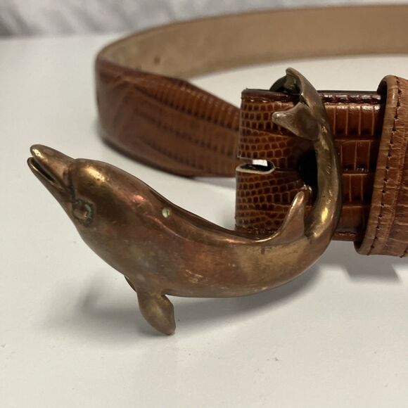 New Belt Master Genuine Leather Men’s Belt added Brass Dolphin Closing Piece 31 - Picture 15 of 16